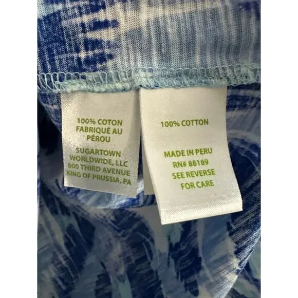 LILLY PULITZER Karissa Cotton Knit Tunic Blue Swish Fringe Trim Preppy - Small - Picture 7 of 7